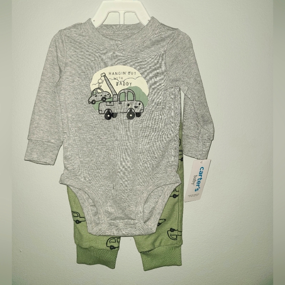 Carter's Gray and Green Baby Set 6m